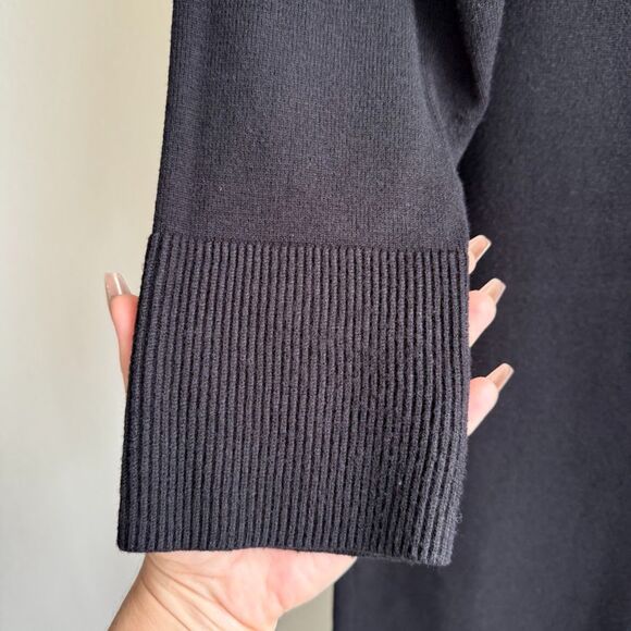 Zara Quarter Zip Maxi Sweater Dress with Ribbed Knit Trim in Black size Small - Picture 7 of 13